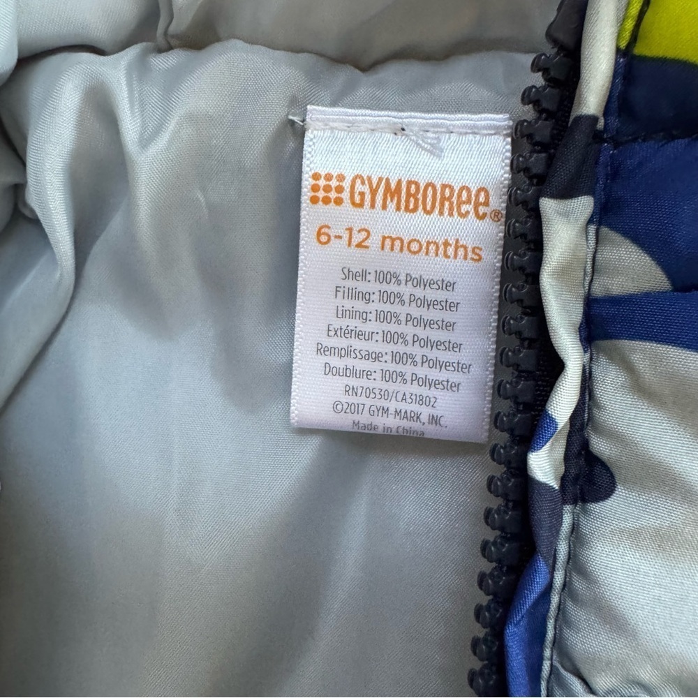 Gymboree Blue Camo Puffer Jacket Coat Hooded Full zip Baby Boy 6-12M Outdoor - Picture 5 of 6